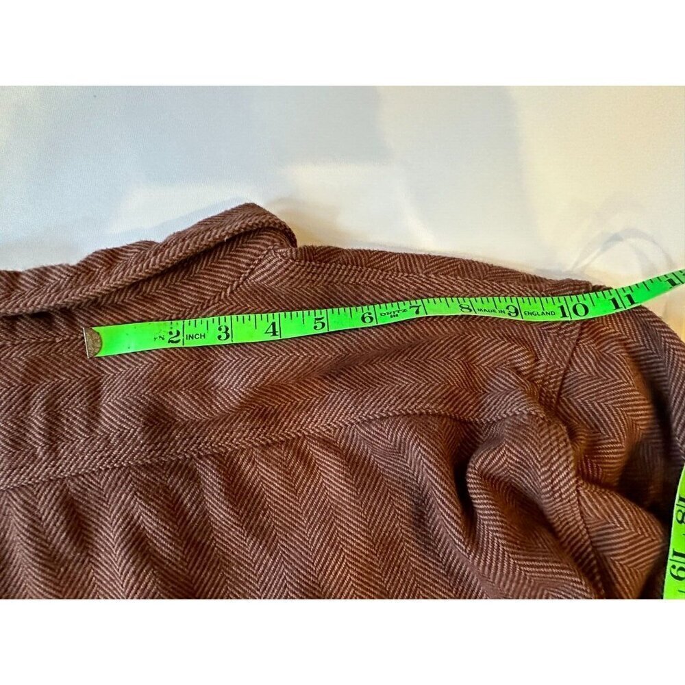 Mens XXL/Tall LANDS END Heavyweight Brown Herringbone l/s Cabincore Shirt - Picture 8 of 11